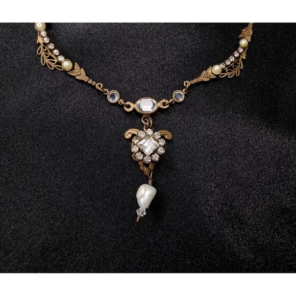 Rare Find SORRELLI Gold-Tone Necklace W/ Crystal Accents - Picture 1 of 7